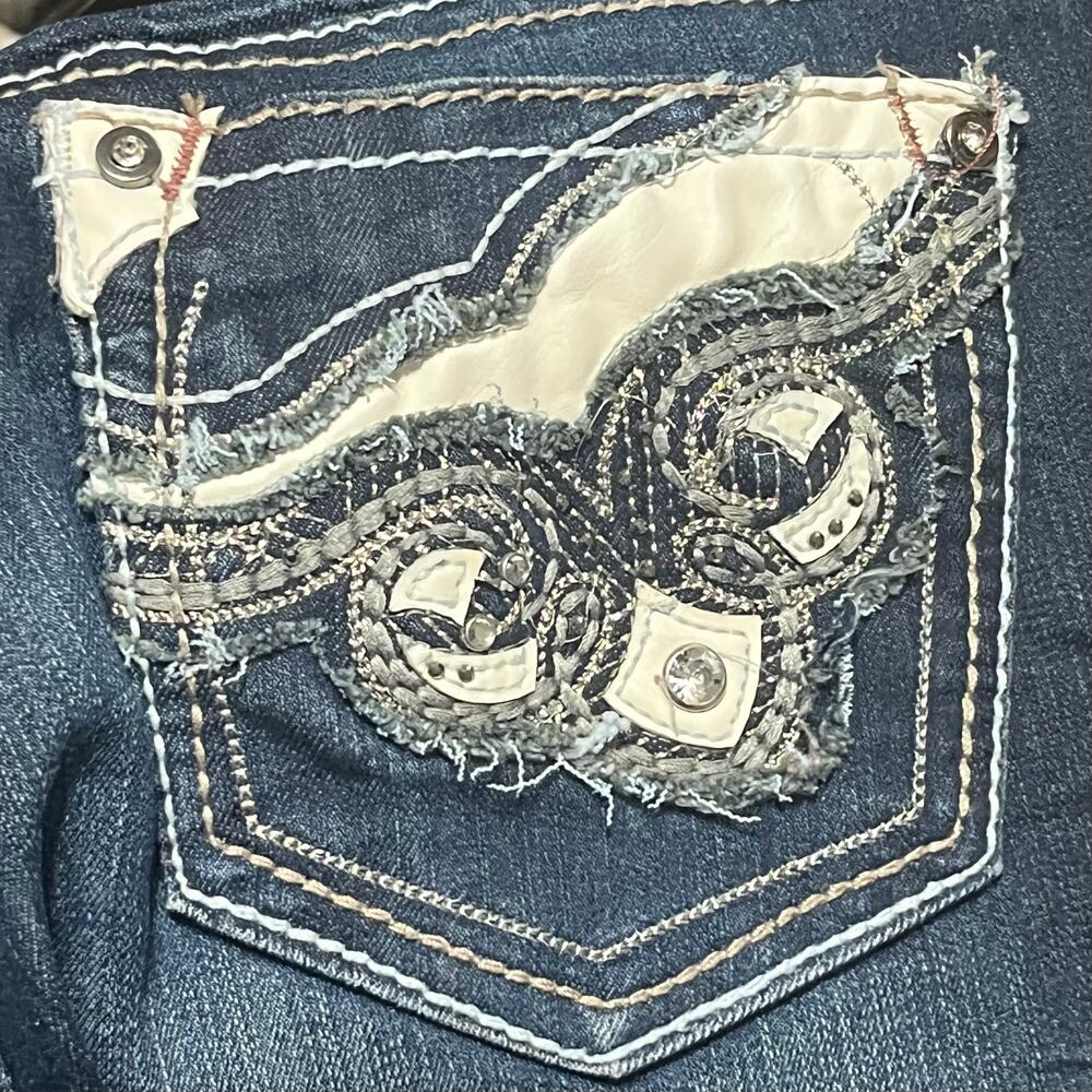 Hydraulic Lola Slim Boot Jeans Embroidered Bling Pockets Distressed 11/12 Y2K - Picture 6 of 10